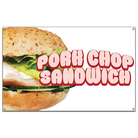 Signmission Pork Chop Sandwich Banner Concession Stand Food Truck Single Sided B-96 Pork Chop Sandwich19